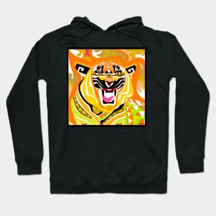 siberian tiger in asian pattern ecopop zodiac yellow Hoodie